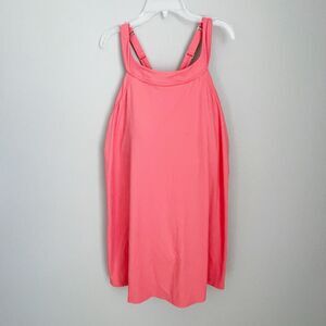 Land's End Plus Size 16W Coral Cross Back Swim Dress Tummy Control